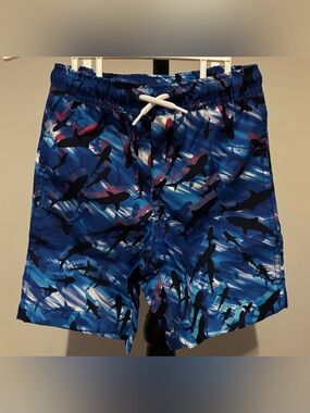 Lands' End Boys Blue Shark Swim Trunks